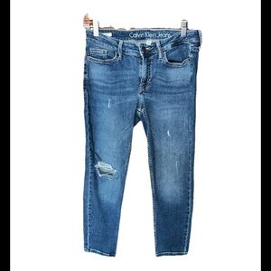Calvin Klein Jeans Medium Blue Stretch Denim  capris